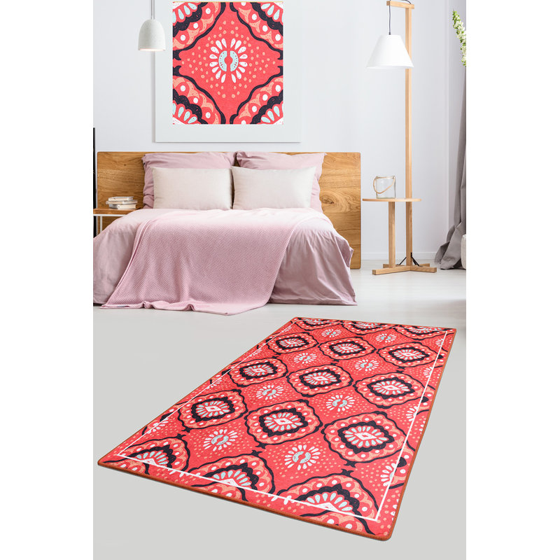 Luxueux tapis rouge (55,1 x 74,8 pouces), 100% polyester, hauteur de poils de 0,16 po | Pois antibactérien et feutre antidérapant | Lavable à la machine, facile d'entretien | Parfait pour le salon, la chambre à coucher et la décoration intérieure
