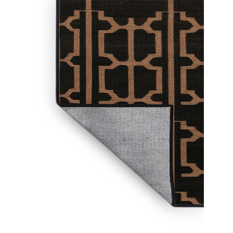 Machine Washable Trellis Black Area Rug, Square 6'