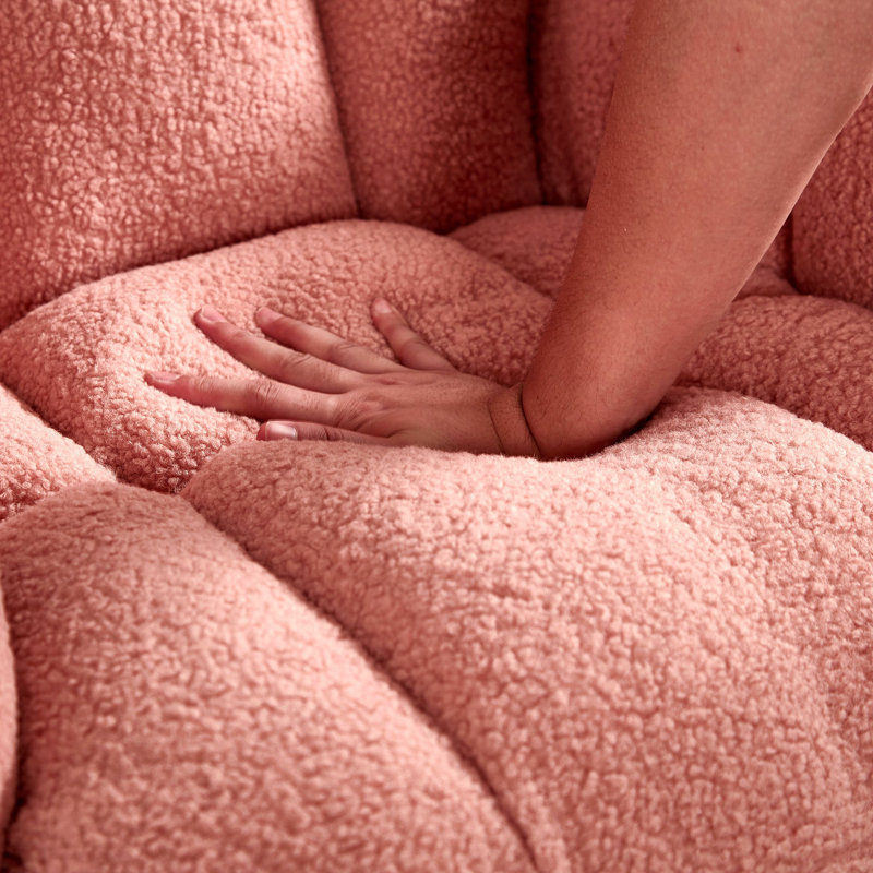 Fauteuil berçant et oscillant rembourré et rembourré en tissu, Rose