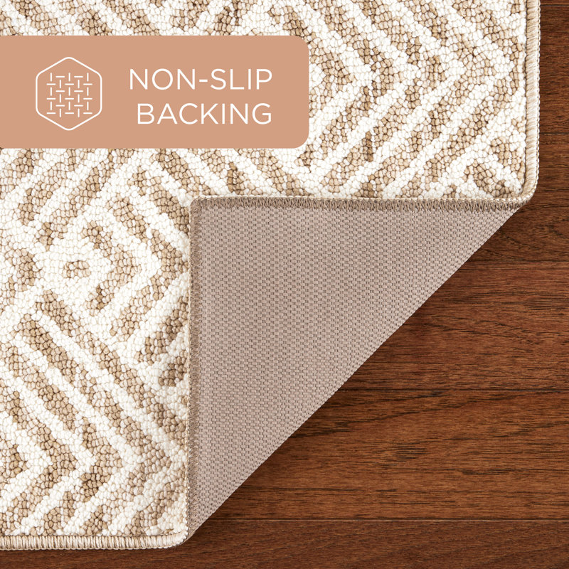 Walker Beige Tufted Washable Non-Slip Rectangular Rug