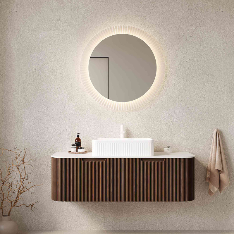 Meuble-lavabo de salle de bain 48 po avec lavabo, armoire de rangement murale à bords arrondis avec 2 tiroirs, lavabo rectangulaire en céramique blanc, sans robinet, pré-assemblé