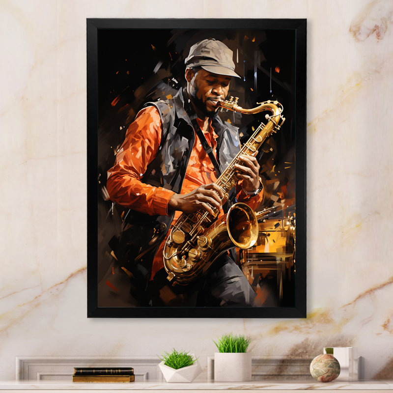 Yeraldin, musique, saxophone, mélodie, chaud, Cadre photo noir, H 20 po x l 12 po x P 1 po