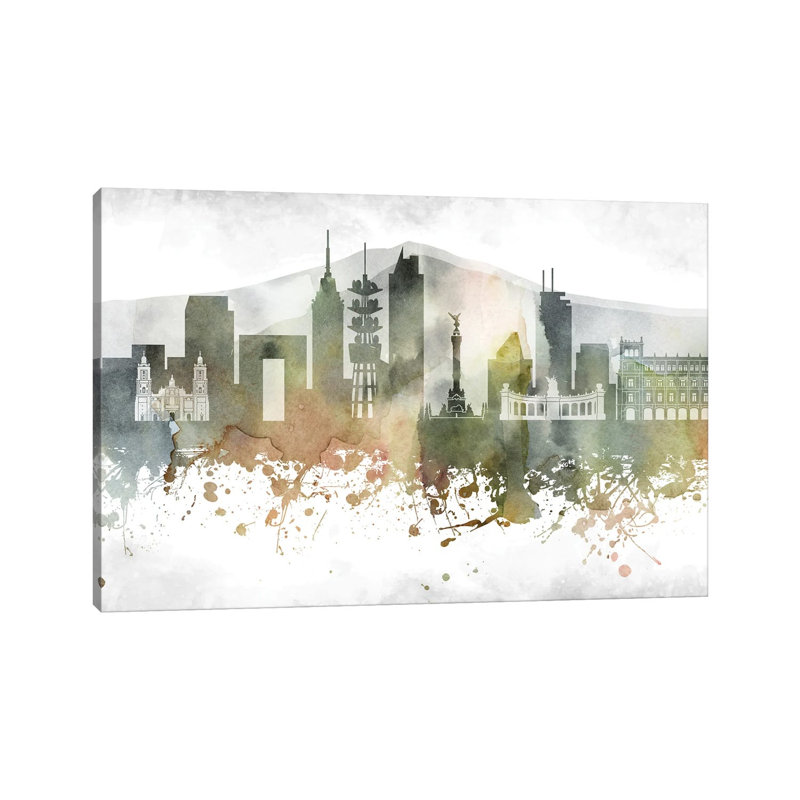 Mexico City Skyline 1 Piece Wrapped Canvas Painting, 30.48cm H x 45.72cm W x 1.905cm D