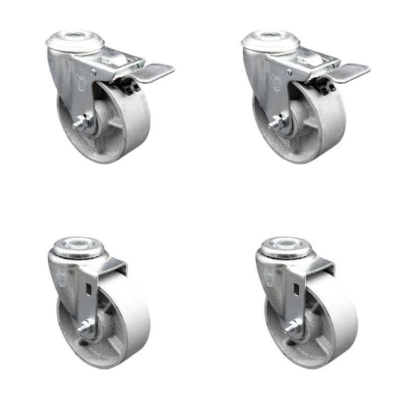 4 Inch Semi Steel Swivel Bolt Hole Caster Set with 2 Total Lock Brake SCC/SCC-BHTTL20S414-SSS-2-S-2