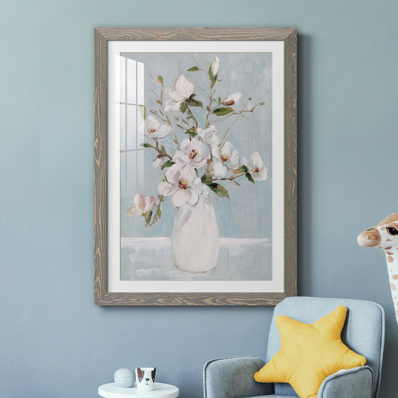 Magnolia Charm - reproduction de cadre photo sur papier, H 31,5 po x l 23,5 po x P 1,5 po, gris