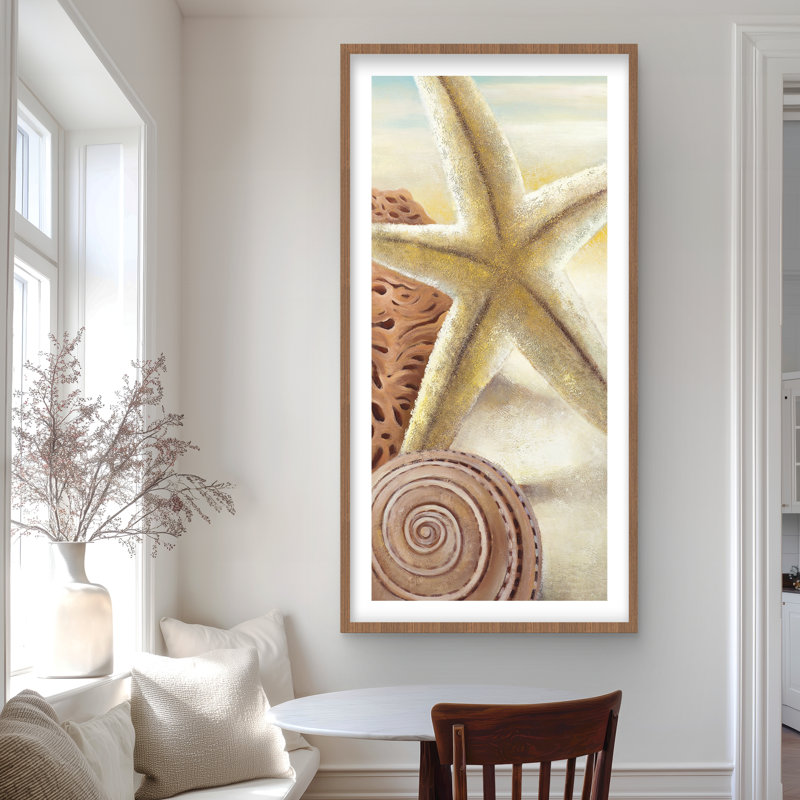 Étoile de mer et coquillages à la plage - reproduction encadrée