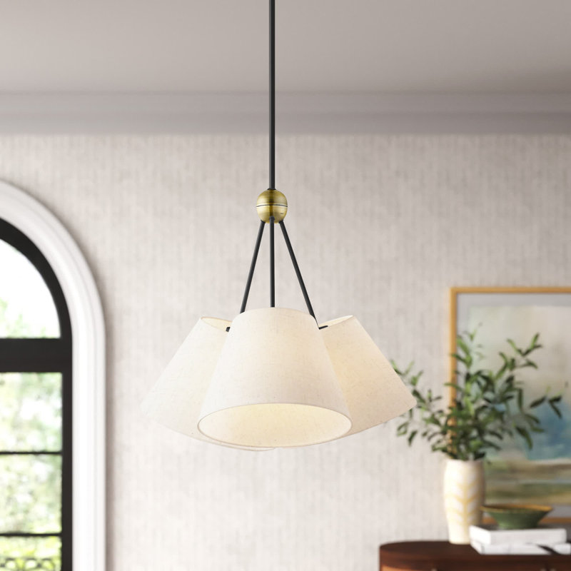 Grove 3 - Light Dimmable Cone Chandelier, Oatmeal, Bronze