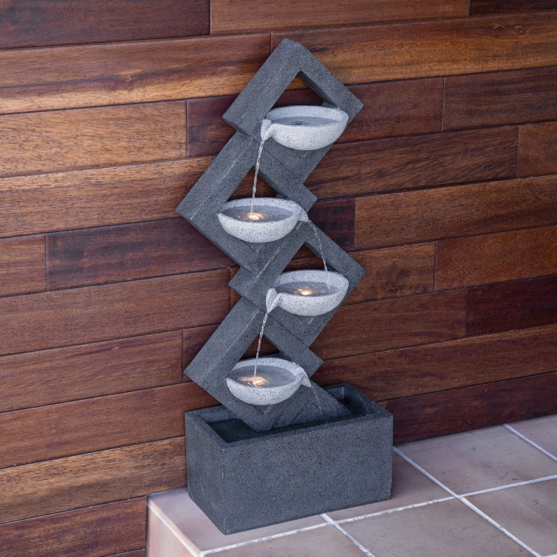 Dawsonville Outdoor Weather Resistant Floor Fountain with Light
