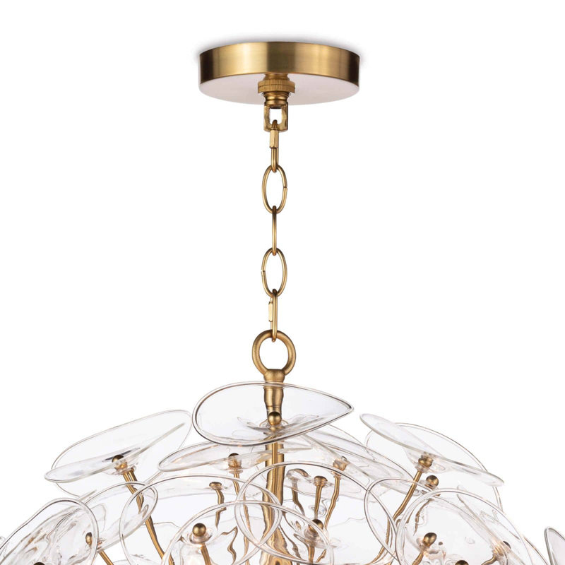 Natural Brass 9-Light Sputnik Chandelier with Clear Cord