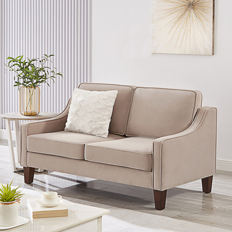 Causeuse moderne avec petit canapé rembourré, Taupe