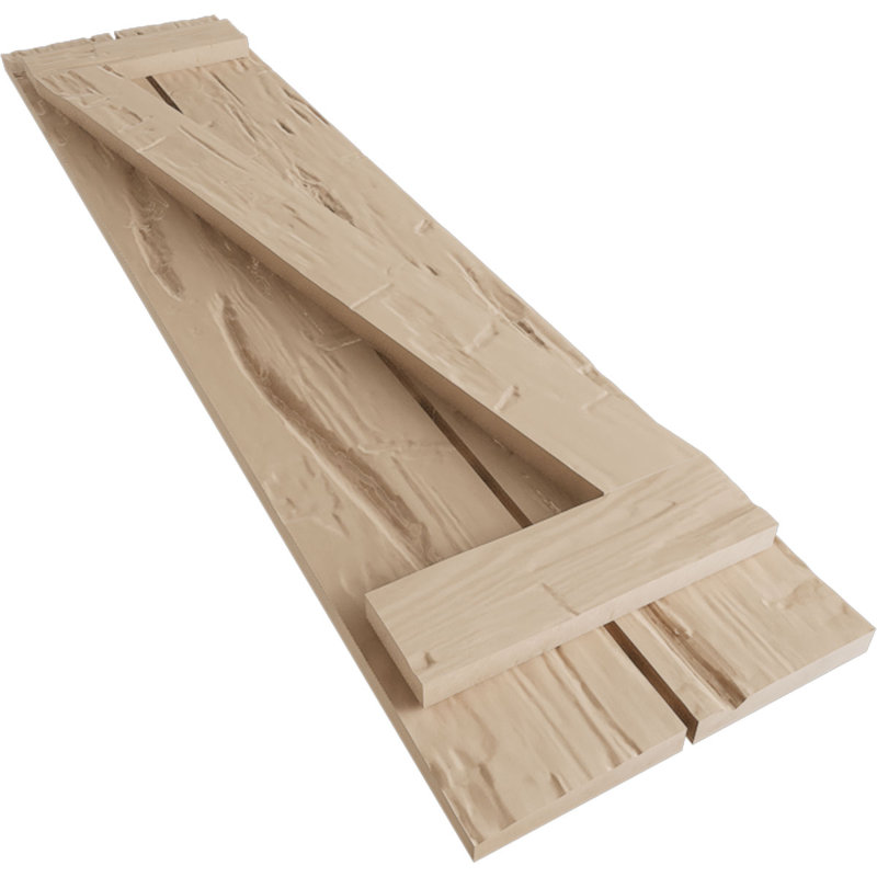 Volets rustiques en bois synthétique à deux planches espacées avec planche en Z (par paire), 11"