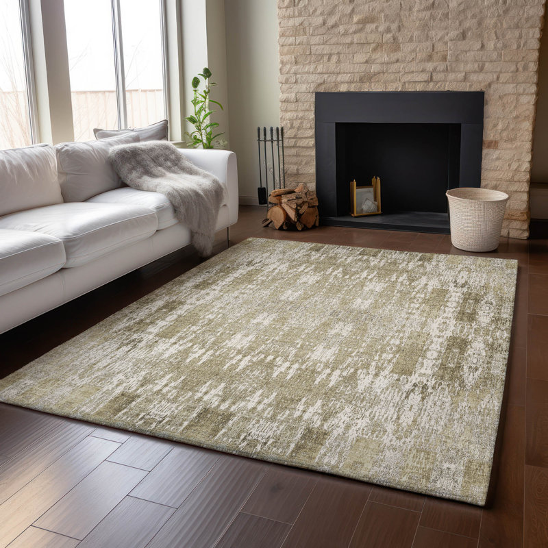 Premium Machine Washable Cerrito AMF580 Beige Rug, Rectangle 3' x 5'
