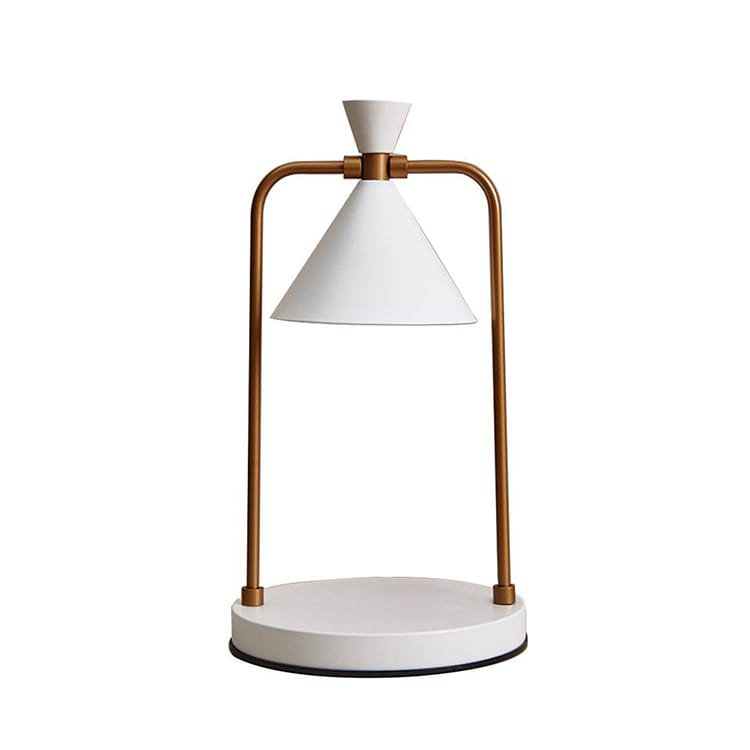 Chauffe-bougie électrique de table en métal, Blanc, H 13 po x l 7 po x P 7 po