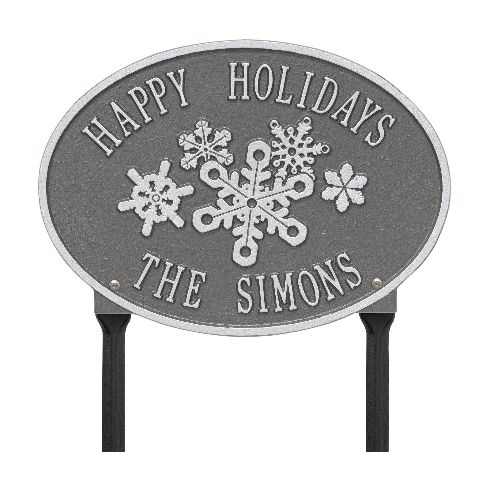 Snowflake Oval Garden Stake, Pewter/Silver, Yes