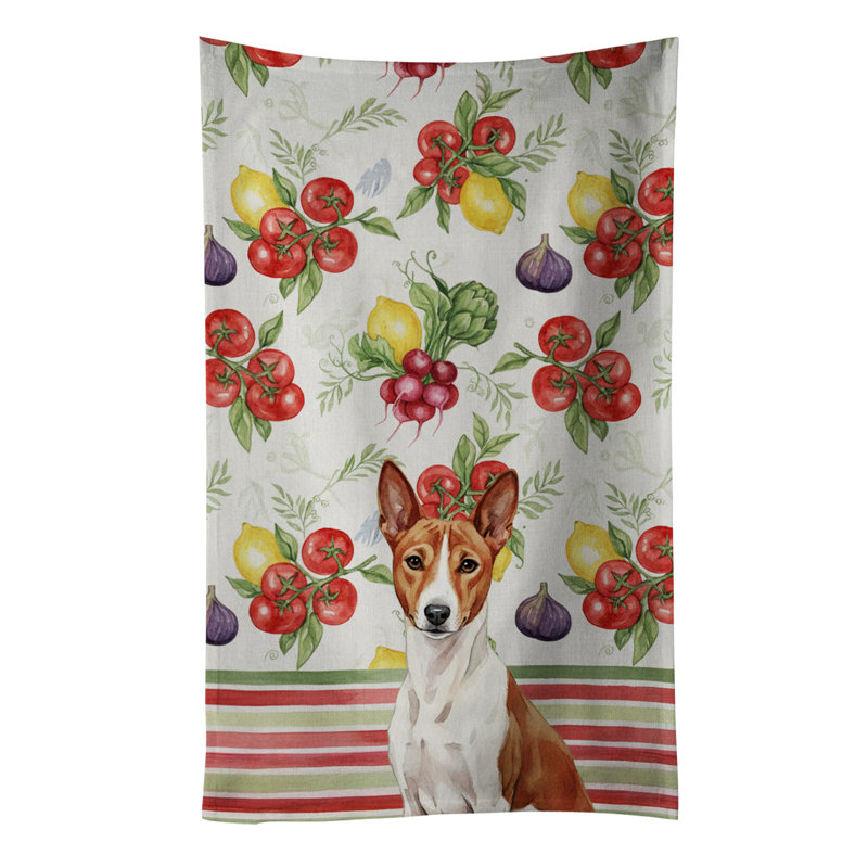 Serviette de cuisine rouge et blanche Basenji, Red/White Basenji