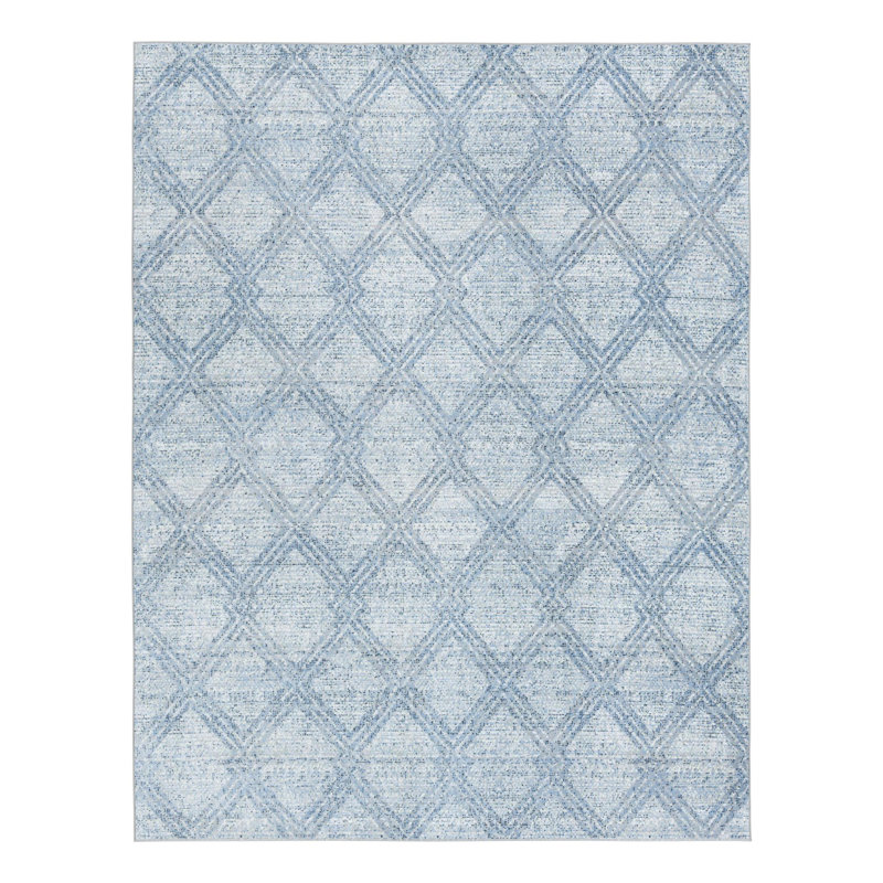 Langley Street® Modern Trellis Massie Rug, Rectangle 10' x 14'1", Light Blue