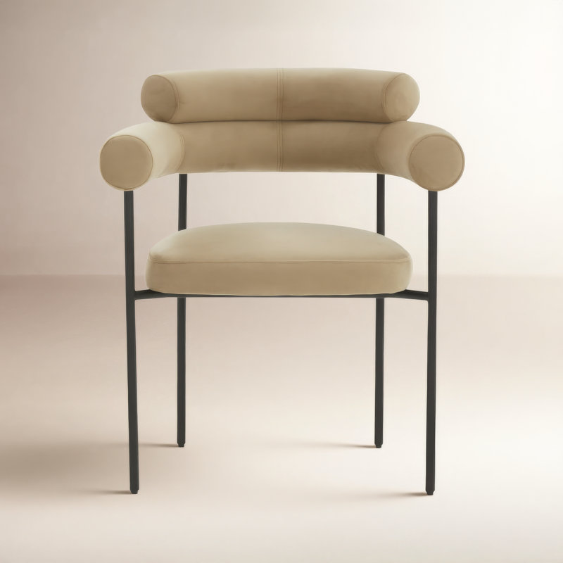 Bellport Curved Back Dining Chair, Light Brown Velvet