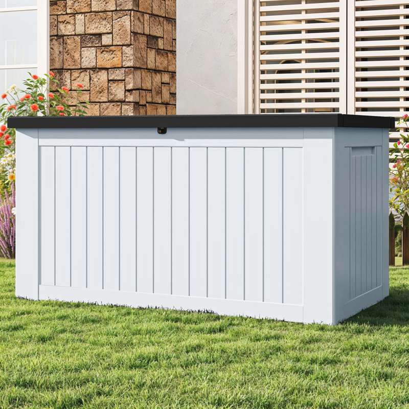 Balconera 230 Gallons Deck Box, Gray/White