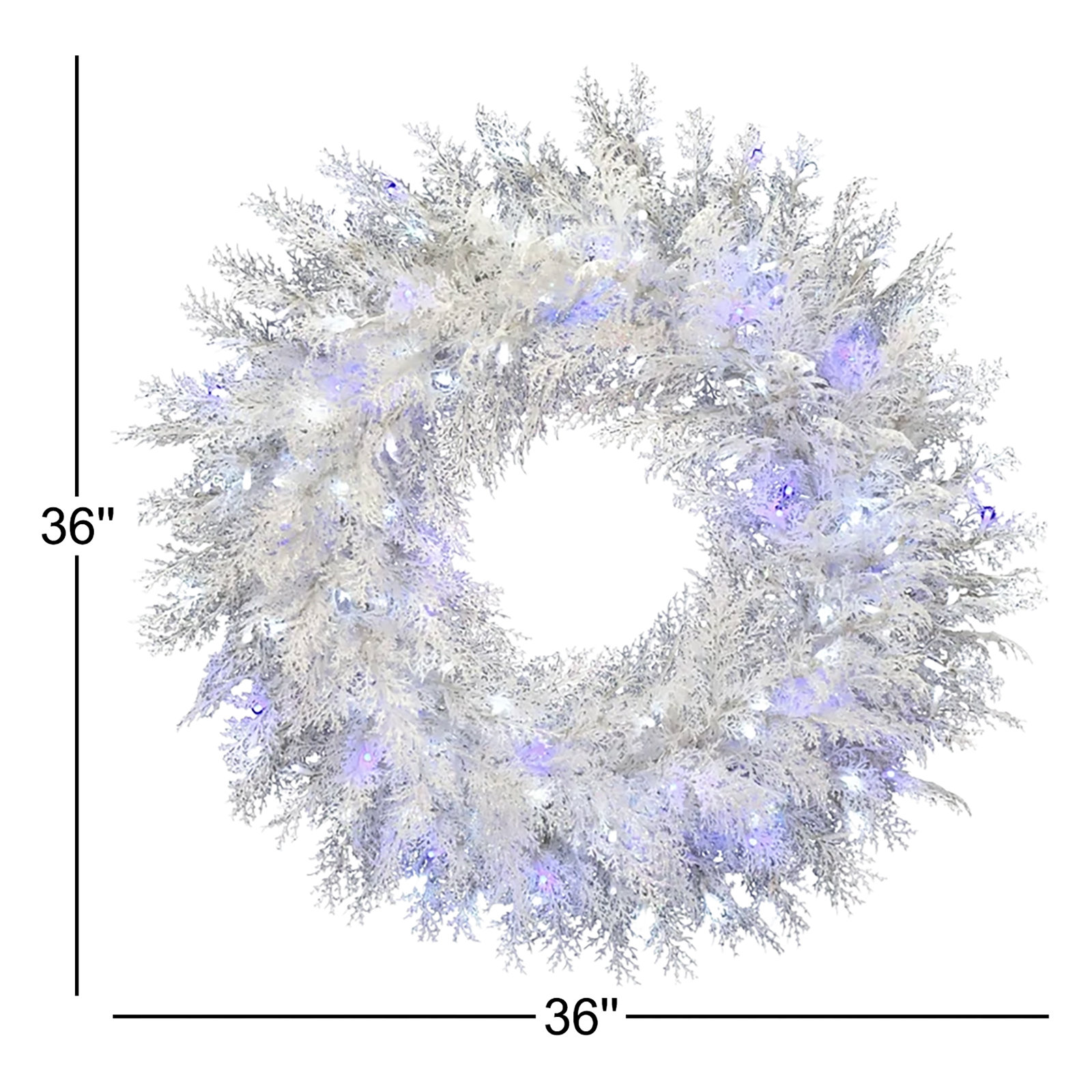 36" Frosted Pre-Lit Christmas Wreath