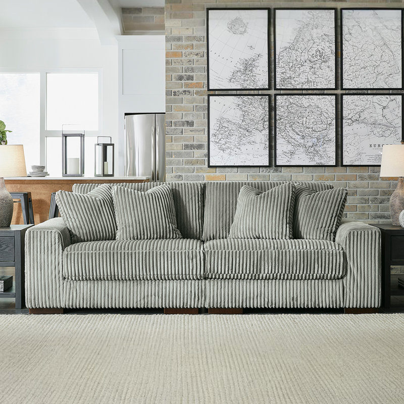 Canapé à accoudoirs carrés avec coussins réversibles de 102 po Lindyn, Gris