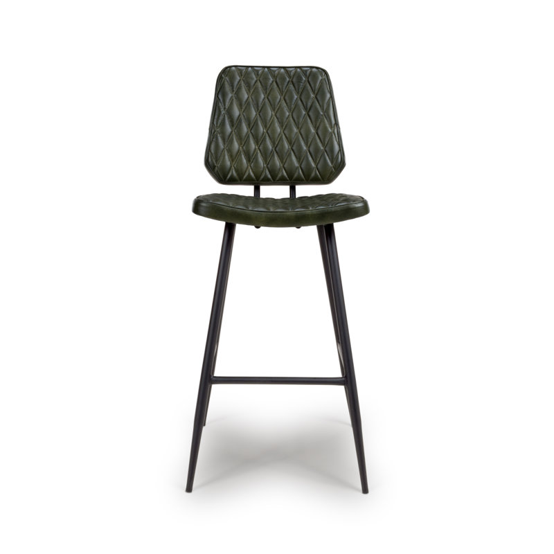 Ehret Upholstered Counter Stool with Metal Frame, Green