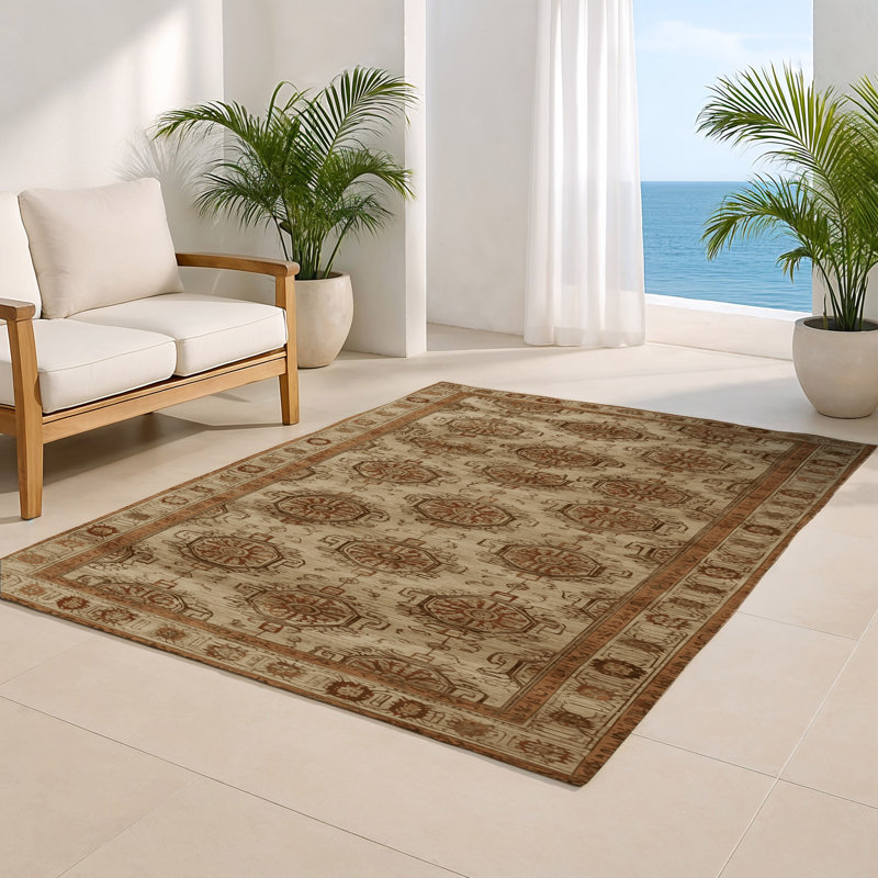 ArtDeco Beige Indoor and Outdoor Area Rug, Rectangle 2' x 3'
