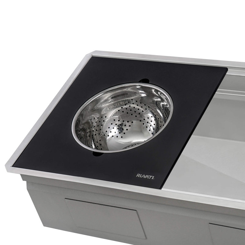 Ruvati 33-inch Workstation Two-Tiered Ledge Kitchen Sink Undermount 16 Gauge Stainless Steel