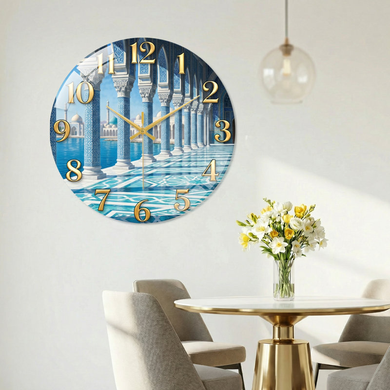 Horloge murale en verre, 60 x 60 cm (23,6 x 23,6 pouces)