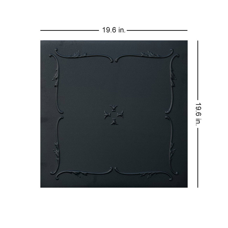 Spring Buds 1.6 ft. x 1.6 ft. Glue-Up Polystyrene Ceiling Tile, Black Matte