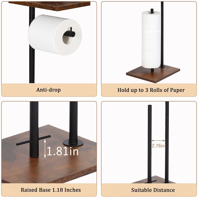 Free Standing Toilet Paper Holder, Rustic Brown