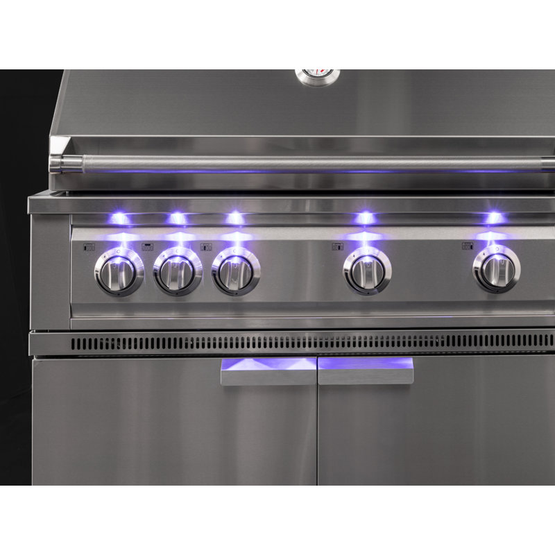 Outdoor Kitchen Aluminum 2 Piece Modular Cabinet Set With 33 In. Liquid Propane Gas Performance Grill, Black
