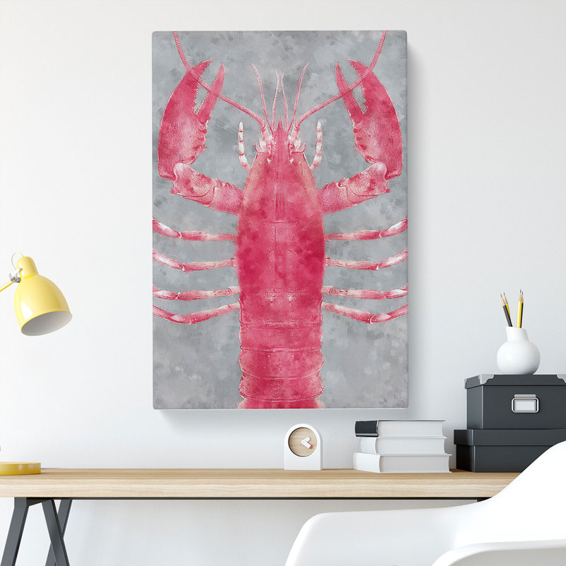 The Pink Lobster - Wrapped Canvas Painting, 50cm H x 35cm W x 3cm D