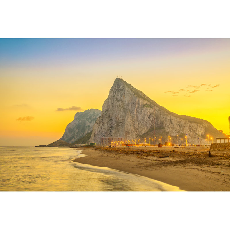 Gibraltar Rock On Sunset - Wrapped Canvas Print, 51cm H x 76cm W x 3.8cm D