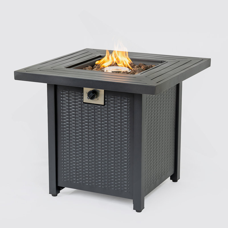 28-Inch Iron Square Propane Fire Pit Table