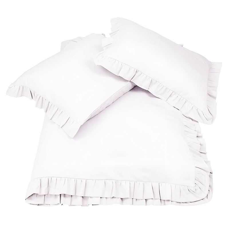 400TC Cotton Sateen Ruffle Cotton 4 Piece Sheet Set Fitted Sheet Fits Upto 16" Deep Pocket, King Sheet Set, White