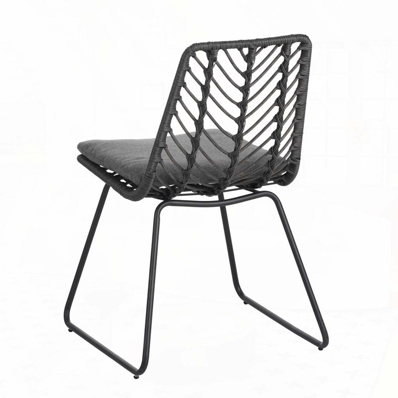 Chaise d'appoint d'extérieur pour patio, Gris, Noir
