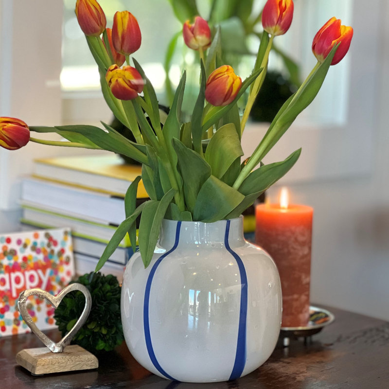 Blue and White Striped Vase