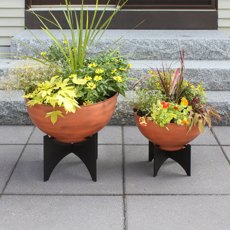 Norma I Metal Pot Planter, Burnt Sienna, 18" H x 20" W x 20" D