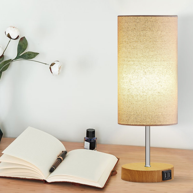 Damontay 15 in. Metal Touching Table Lamp with Dual USB Ports