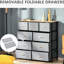 Commode 9 tiroirs. Pour le couloir et l'entrée. Beaucoup d'espace. Pliable. Sécuritaire. . Rangement à 9 tiroirs de 10,5 po de profondeur intérieure: gris chêne. Spacieux, pliable, sécuritaire avec dispositif de basculement et structure en acier