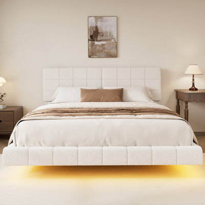 Lit flottant avec un design léger et anticollision, fait de tissu confortable, chambre sécuritaire et relaxante