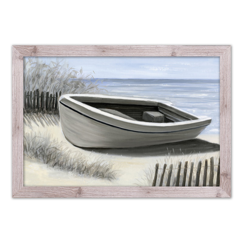 Shored up bateau - peinture sur toile encadrée, Cadre photo blanc en acrylique