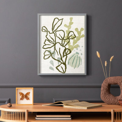 Coral Blockprint IV, reproduction encadrée - bois massif
