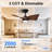 30" Small Ceiling Fan for 50-100sq ft Small Rooms - High Airflow Low Noise Reversible DC Motor - Modern Ceiling Fan with Light & Remote-728293566-728293567