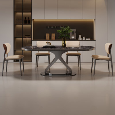 Modern simple carbon steel base dining table sets