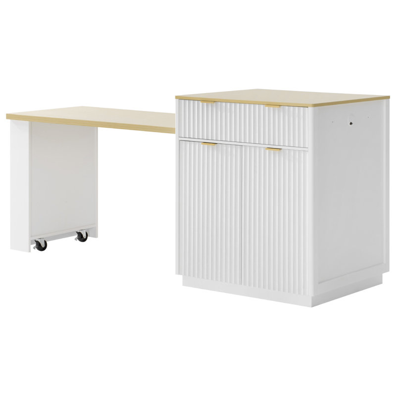 Îlot de cuisine peu encombrant avec rangement, table de salle à manger extensible, conception moderne en MDF