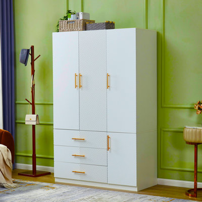 Ruthy Solid Manufactured Wood Armoire, White