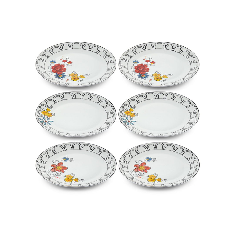 Ensemble d'assiettes de service rondes 6 pièces 100% porcelaine 6 pièces