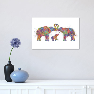 Elephant Family by Genefy Art - Wrapped Canvas Print