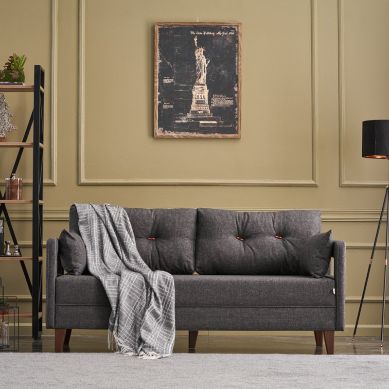 Canapé convertible Yonah, 100 % polyester anthracite